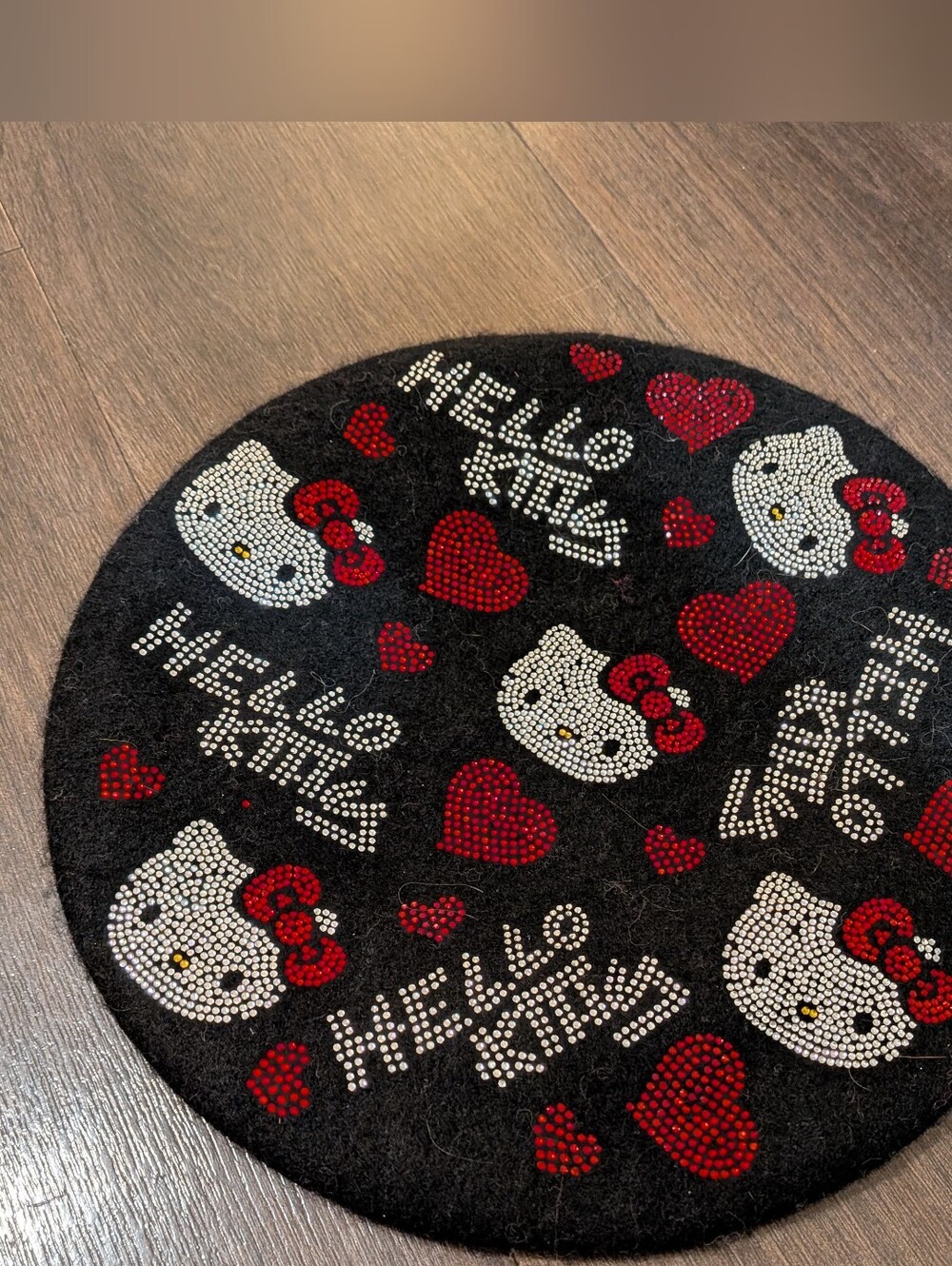 Hello Kitty black rhinestone beret